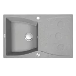 LAVEO MOLOKIN szürke gránit mosogató dugókiemelős szifonnal,  80x50cm