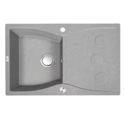   LAVEO MOLOKIN szürke gránit mosogató dugókiemelős szifonnal,  80x50cm