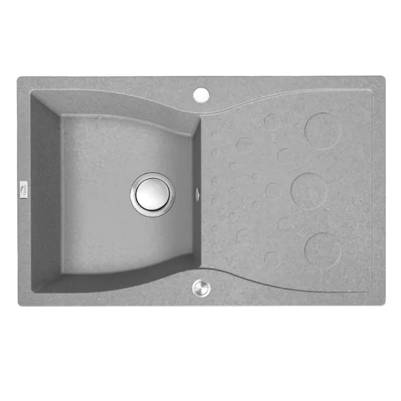 LAVEO MOLOKIN szürke gránit mosogató dugókiemelős szifonnal,  80x50cm