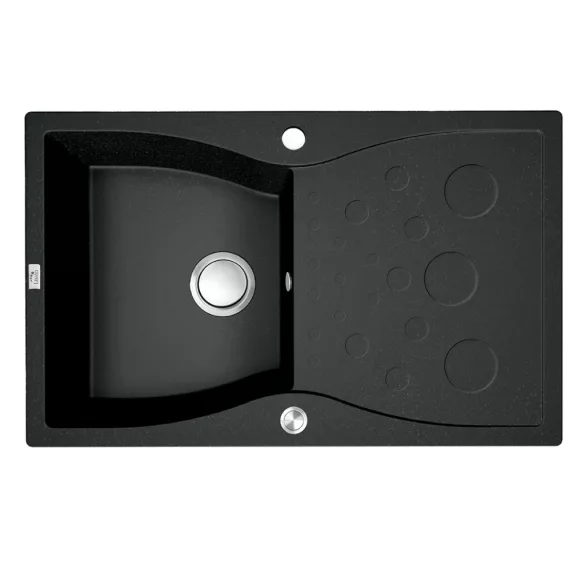 LAVEO MOLOKIN fekete gránit mosogató szifonnal,  80x50cm