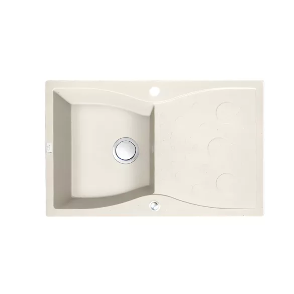 LAVEO MOLOKIN jázmin gránit mosogató dugókiemelős szifonnal, 80x50 cm