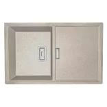 Laveo TONGA bézs csepptálcás gránit mosogató helytakarékos szifonnal