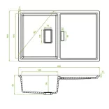Laveo TONGA bézs csepptálcás gránit mosogató helytakarékos szifonnal