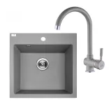 Laveo ALENA szürke szett álló csappal, helytakarékos szifonnal