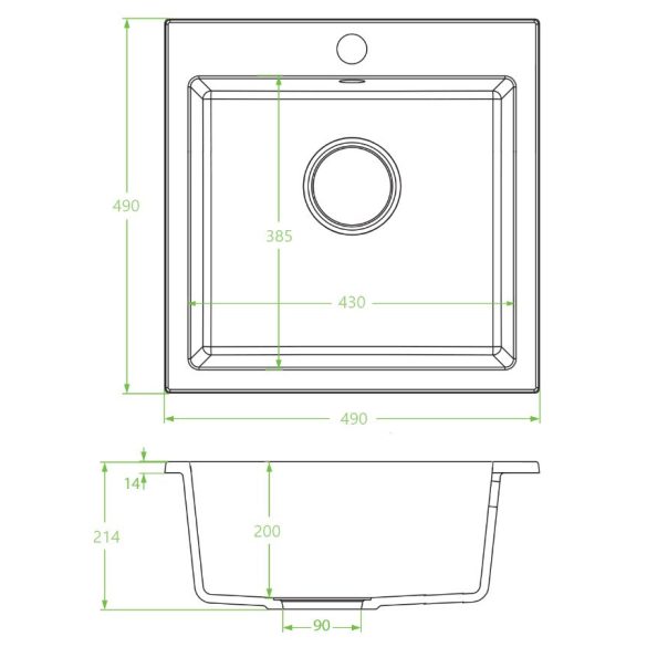 Laveo ALENA bézs egymedencés mosogató helytakarékos szifonnal