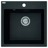 Laveo ALENA matt fekete egymedencés mosogató helytakarékos szifonnal