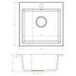 Laveo ALENA matt fekete egymedencés mosogató helytakarékos szifonnal