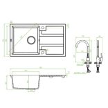Laveo BARBADOS csepptálcás bézs szett álló csappal dugókiemelős helytakarékos szifonnal