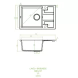 Laveo BARBADOS bézs minicsepptálcás mosogató dugókiemelős helytakarékos szifonnal