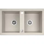 Laveo BARBADOS bézs kétmedencés mosogató dugókiemelős helytakarékos szifonnal