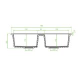 Laveo BARBADOS bézs kétmedencés mosogató dugókiemelős helytakarékos szifonnal