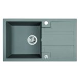 Laveo BARBADOS szürke csepptálcás mosogató dugókiemelős helytakarékos szifonnal