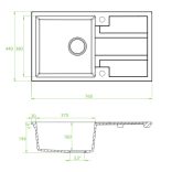 Laveo BARBADOS fehér csepptálcás mosogató dugókiemelős helytakarékos szifonnal