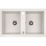 Laveo BARBADOS fehér kétmedencés mosogató dugókiemelős helytakarékos szifonnal