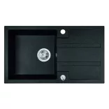 Laveo BARBADOS szemcsés fekete csepptálcás mosogató dugókiemelős helytakarékos szifonnal