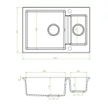 Laveo CELIA 1,5 medencés bézs mosogató dugókiemelős helytakarékos szifonnal