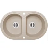 Laveo DAFNE kétkör bézs mosogató dugókiemelős helytakarékos szifonnal