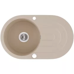   Laveo DAFNE egykör csepptálcás bézs mosogató dugókiemelős helytakarékos szifonnal