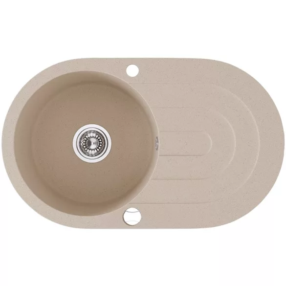 Laveo DAFNE egykör csepptálcás bézs mosogató dugókiemelős helytakarékos szifonnal