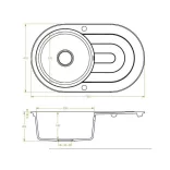 Laveo DAFNE egykör csepptálcás bézs mosogató dugókiemelős helytakarékos szifonnal