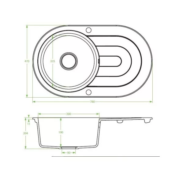 Laveo DAFNE egykör csepptálcás bézs mosogató dugókiemelős helytakarékos szifonnal