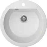 Laveo DAFNE egykör fehér mosogató csaplyukkal, helytakarékos szifonnal