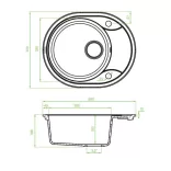 Laveo DAFNE egykör mini csepptálcás szemcsés fekete mosogató dugókiemelős helytakarékos szifonnal