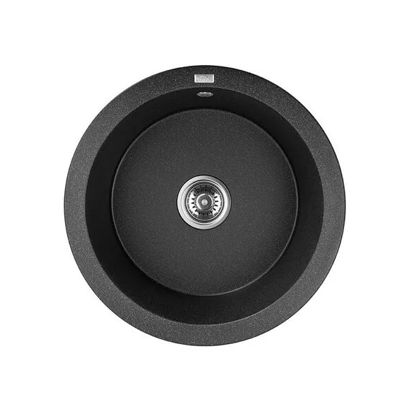 Laveo DAFNE fekete egykör szemcsés mosogató, helytakarékos szifonnal
