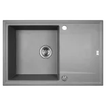 Laveo MEGALO csepptálcás szürke mosogató dugókiemelős helytakarékos szifonnal