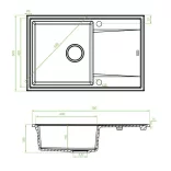 Laveo MEGALO csepptálcás fehér mosogató dugókiemelős helytakarékos szifonnal