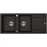 Laveo MEGALO kétmedence csepptálcás matt fekete mosogató (SBE_721R)