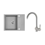 Laveo RAB MINI szürke szett álló csappal, helytakarékos szifonnal