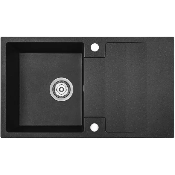 SRF_711RL - LAVEO RIO SZETT 760x440 egymedencés csepptálcás gránit mosogató fekete + LAVEO ALANIS csaptelep matt fekete