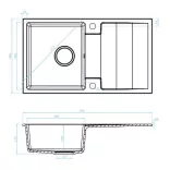 SRF_711RL - LAVEO RIO SZETT 760x440 egymedencés csepptálcás gránit mosogató fekete + LAVEO ALANIS csaptelep matt fekete
