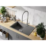 Laveo GRENADA csepptálcás szürke mosogató automata dugókiemelős, helytakarékos szifonnal