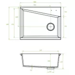 Laveo GRENADA csaplyukas matt fekete mosogató automata dugókiemelős, helytakarékos szifonnal