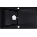 Laveo GRENADA csepptálcás matt fekete mosogató automata dugókiemelős, helytakarékos szifonnal