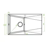 Laveo GRENADA csepptálcás matt fekete mosogató automata dugókiemelős, helytakarékos szifonnal