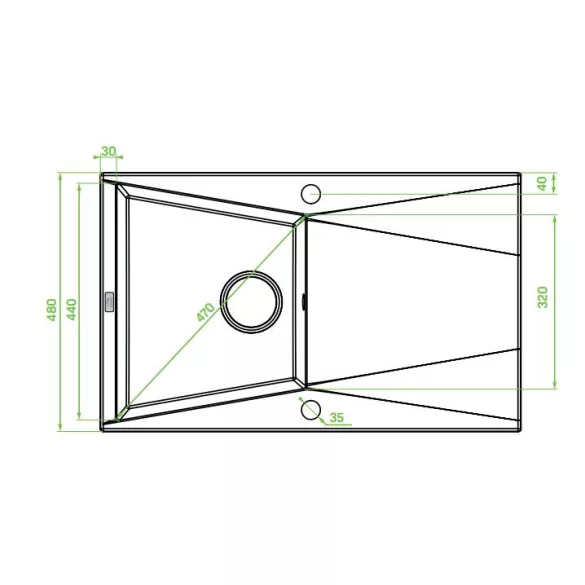Laveo GRENADA csepptálcás matt fekete mosogató automata dugókiemelős, helytakarékos szifonnal