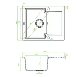 Laveo PICO 45S mini csepptálcás szürke gránit mosogató helytakarékos szifonnal