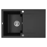 Laveo PICO 45S egymedence csepptálcás szemcsés fekete gránit mosogató helytakarákos szifonnal