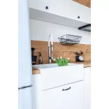 Laveo KOMODO fehér mosogató helytakarékos szifonnal