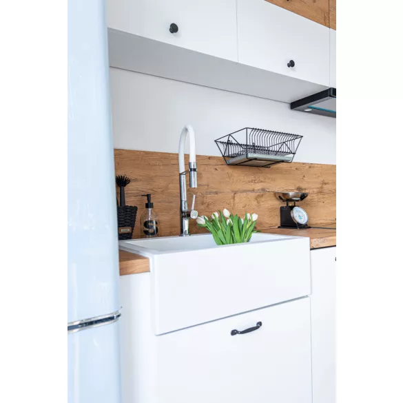 Laveo KOMODO fehér mosogató helytakarékos szifonnal