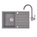 Laveo MARGARITA szürke szett álló csappal, automata dugókiemelős, helytakarékos szifonnal