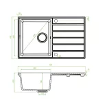 Laveo MARGARITA matt fekete szett álló csappal, dugókiemelős szifonnal