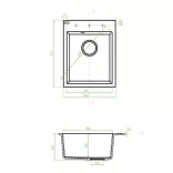 Laveo PICO egymedencés bézs mosogató helytakarékos szifonnal