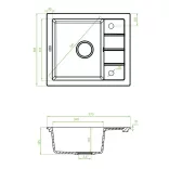 Laveo RINA MINI csepptálcás mosogató, bézs, automata dugókiemelős, helytakarékos szifonnal