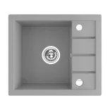 Laveo RINA MINI csepptálcás mosogató, szürke, automata dugókiemelős, helytakarékos szifonnal