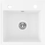 Laveo RINA egymedencés fehér mosogató csaplyukkal, automata dugókiemelős, helytakarékos szifonnal