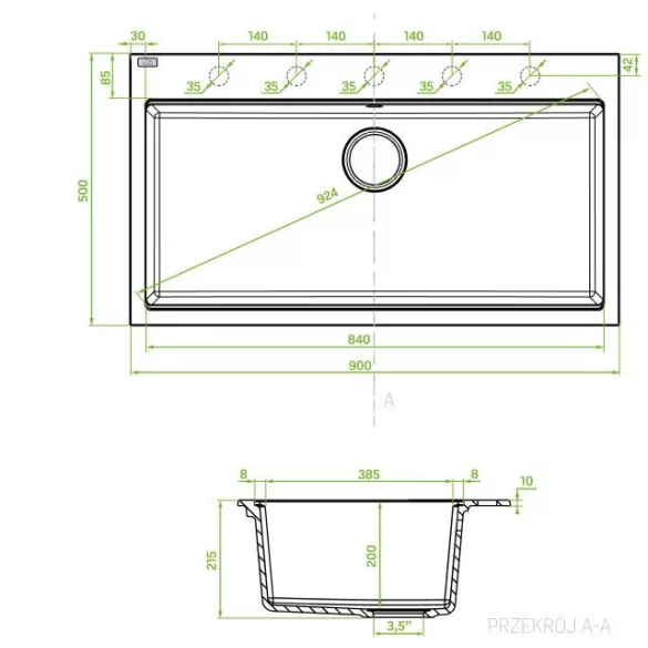 LAVEO TAU 9 nagymedencés mosogató, fehér